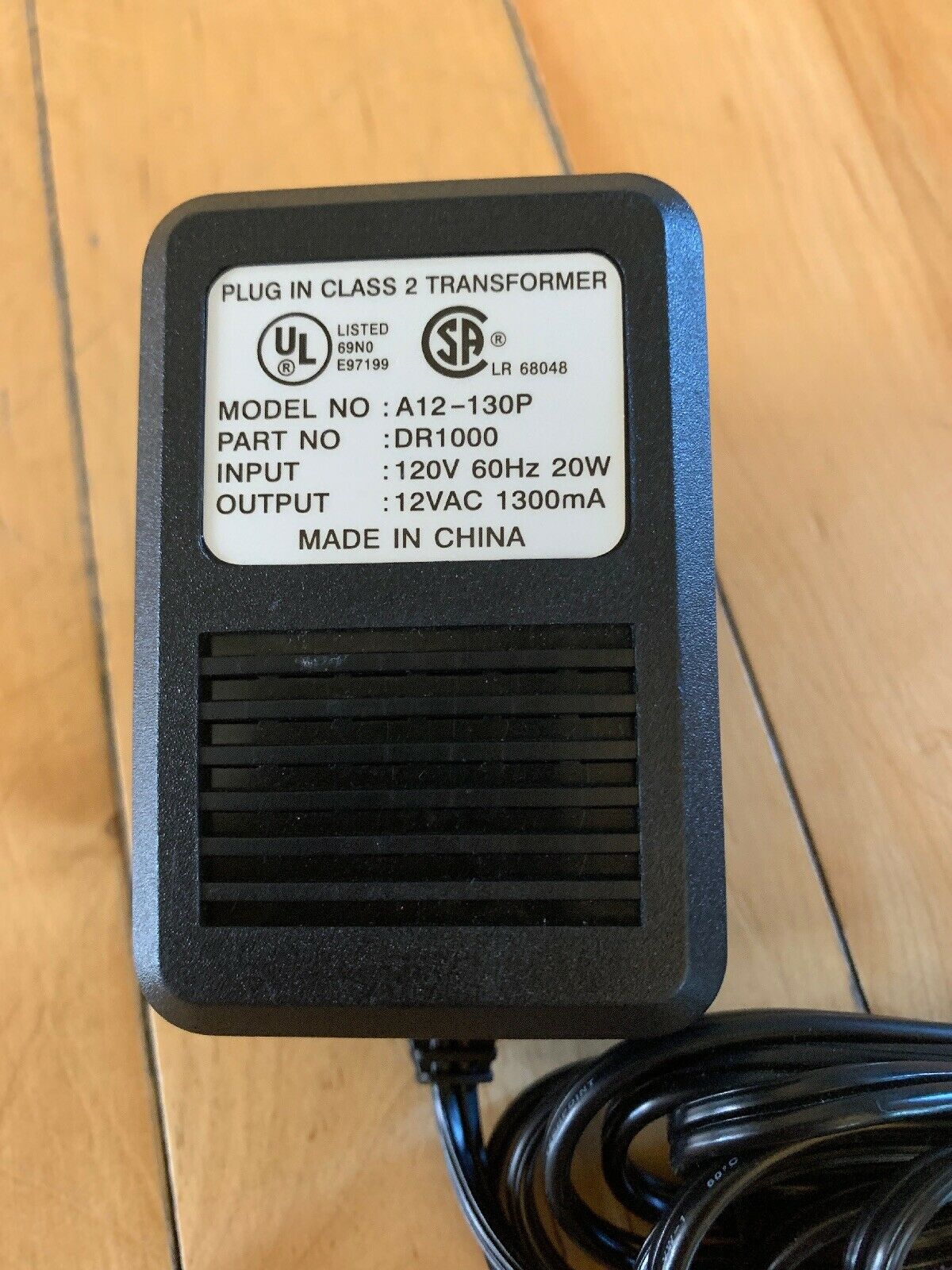 NEW Hon Kwang A12-130P Plug In Class 2 Transformer 12VAC 1300mA DR1000 AC ADAPTER